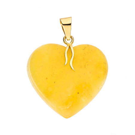 Wisior serce z bursztynu mlecznego, koluszko ze złota 585