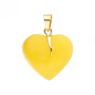 Wisiorek serce z bursztynu mlecznego, koluszko do zawieszania ze złota 585