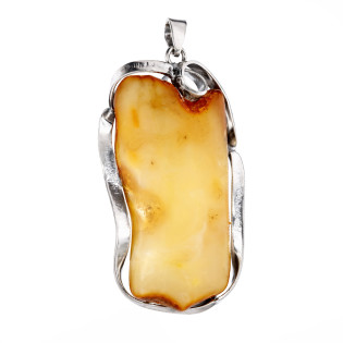Unikatowy wisior z bursztynem mlecznym, oprawa ze srebra 925
