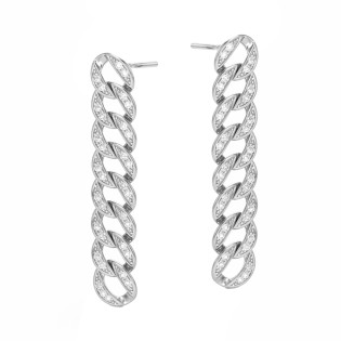 Kolczyki srebrne wiszące pancerka z cyrkoniami próba 925