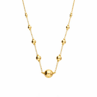 Naszyjnik srebrny z kulkami na łańcuszku próba 925 kolor złoty