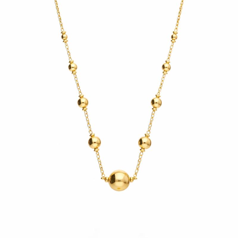 Naszyjnik srebrny z kulkami na łańcuszku próba 925 kolor złoty