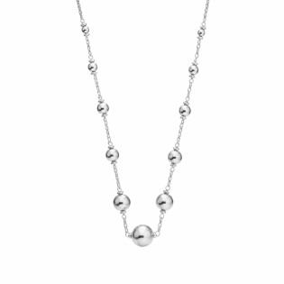 Naszyjnik srebrny rodowany z kulkami na łańcuszku próba 925