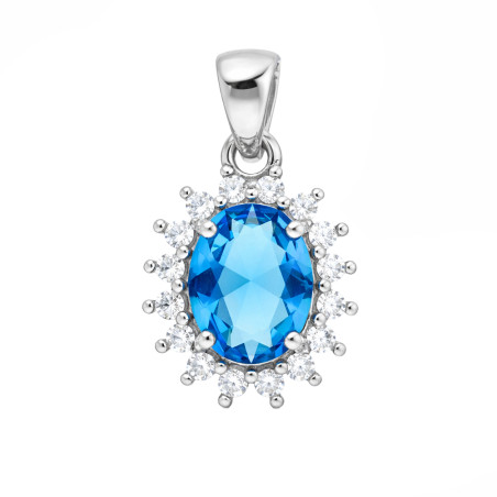 Zawieszka srebrna z niebieską cyrkonią próba 925