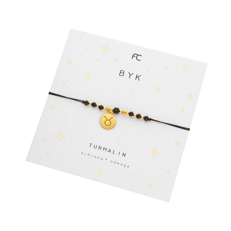Bransoletka znak zodiaku Byk z turmalinami