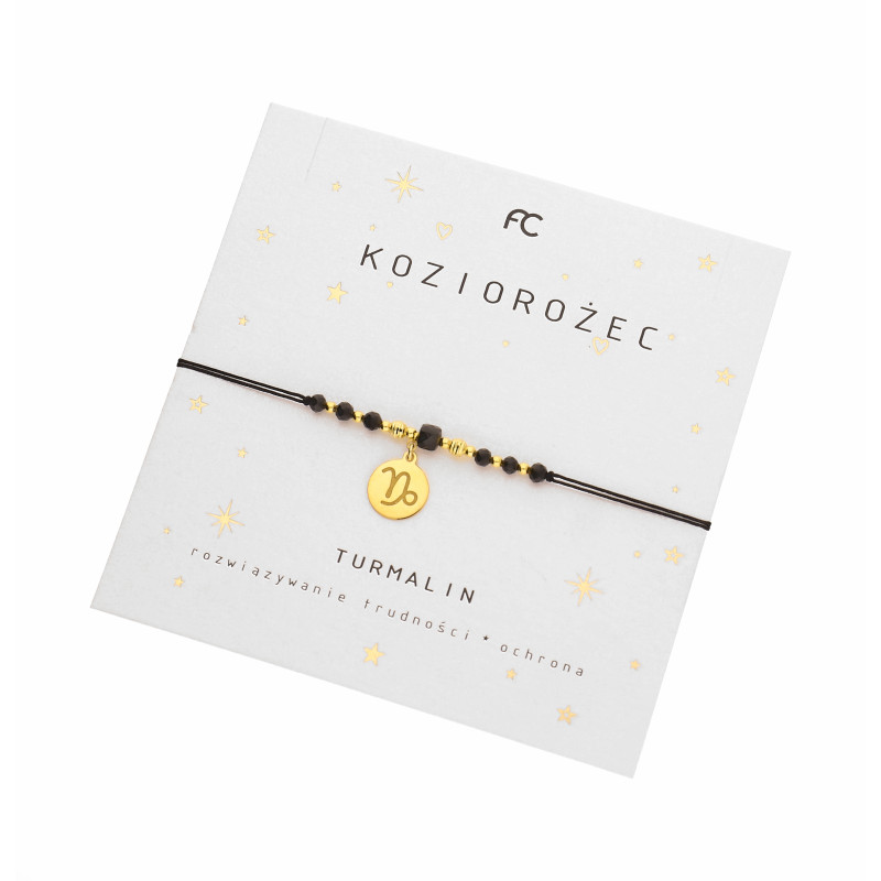Bransoletka znak zodiaku Koziorożec z turmalinami