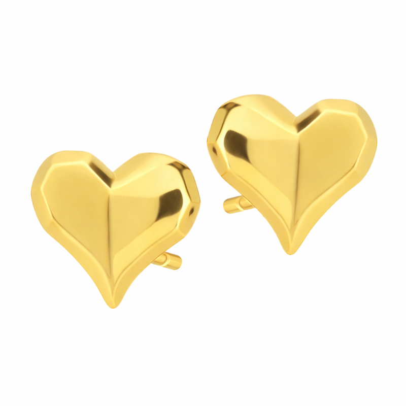 Kolczyki VIRAL  dmuchane serce fasetowane brzegi