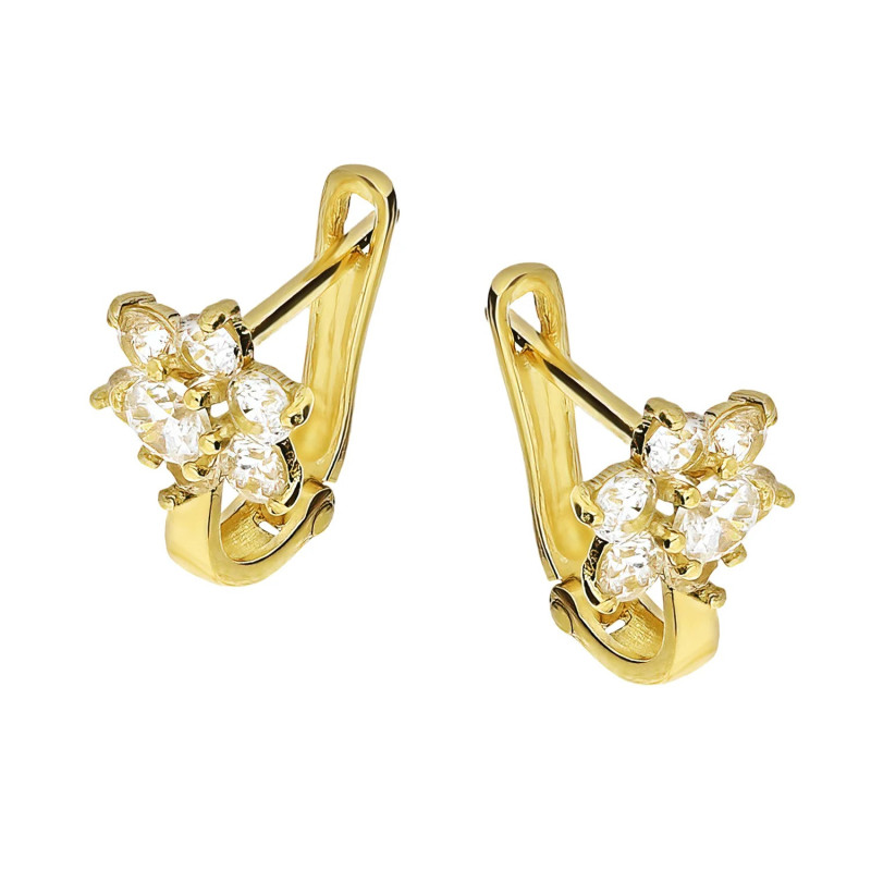 Kolczyki dla dziewczynki złote kwiatuszki z cyrkoniami próba 585