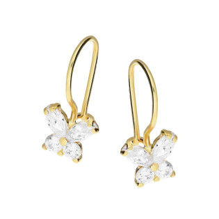 Kolczyki złote motylki z cyrkoniami próba 375