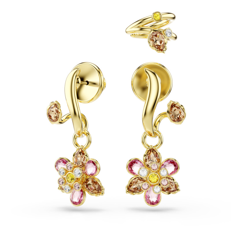 ZEstaw trzech kolczyków stalowych Swarovski Idyllia z powłoką w odcieniu złota