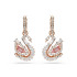 Długie kolczyki stalowe Swarovski Swan w kolorze różowego złota