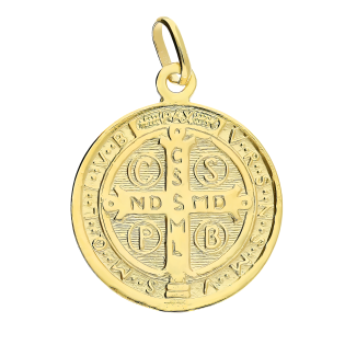 Medalik złoty Benedyktyński próba 585