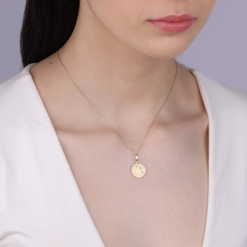 Medalik złoty Benedyktyński próba 585