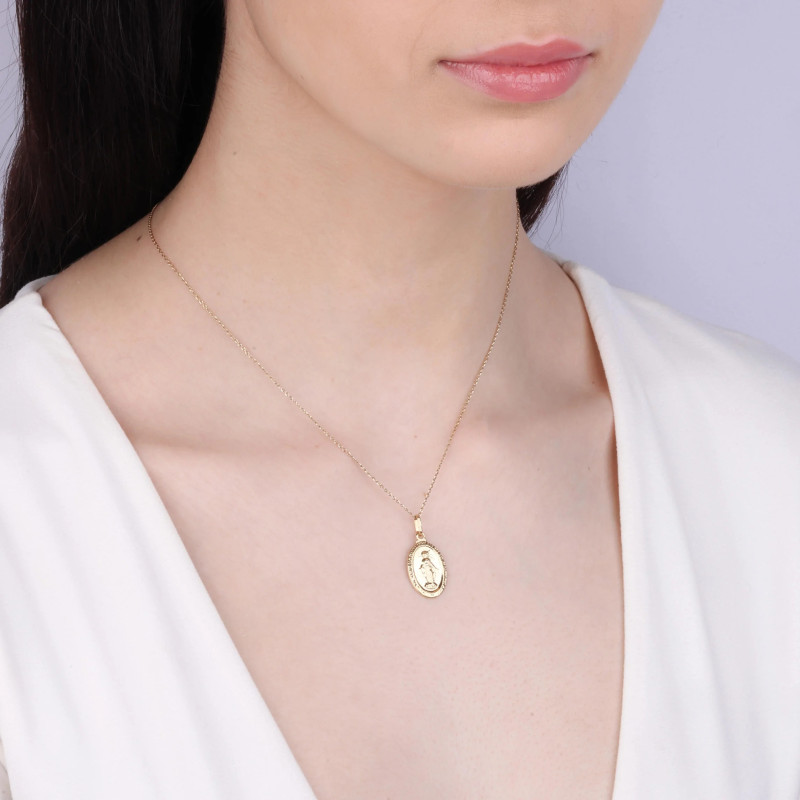 Medalik Matka Boska Niepokalana w owalu, złoto próby 333