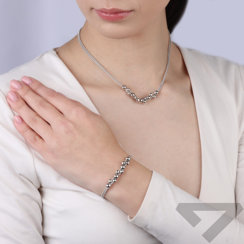 Naszyjnik srebrny 925 z kulkami na łańcuszku coreana