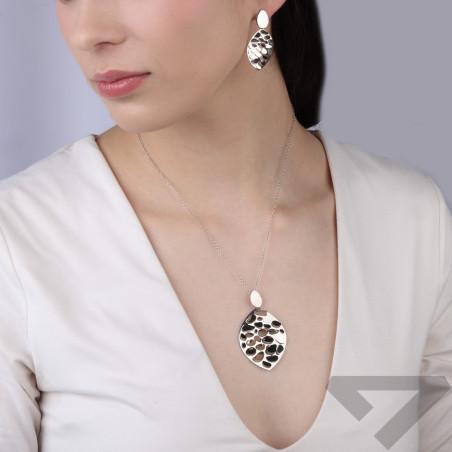 Kolczyki wiszące łezka duża łuski otwarte, srebro próby 925