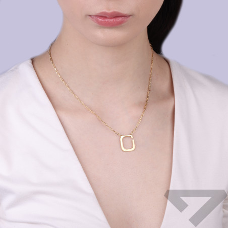 Naszyjnik anker z wisiorem w formie kradratowej ramki srebro 925