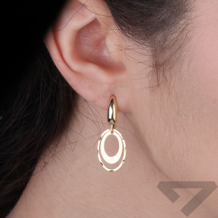 Kolczyki wiszące owale ze złota 585 zapinane na bigiel