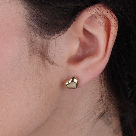 Kolczyki złote próby 585 serce dmuchane 3D