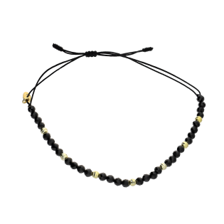 Bransoletka sznurkowa spinel kulki fasetowane z elementami srebra próby 925