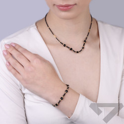 Bransoletka z fasetowanymi spinelami i kryształami Swarovski, zapięcie ze srebra 925 koloru złotego