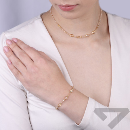 Naszyjnik z fasetowanymi topazami gold oraz kryształami Swarovski, zapięcie ze srebra 925 koloru złotego