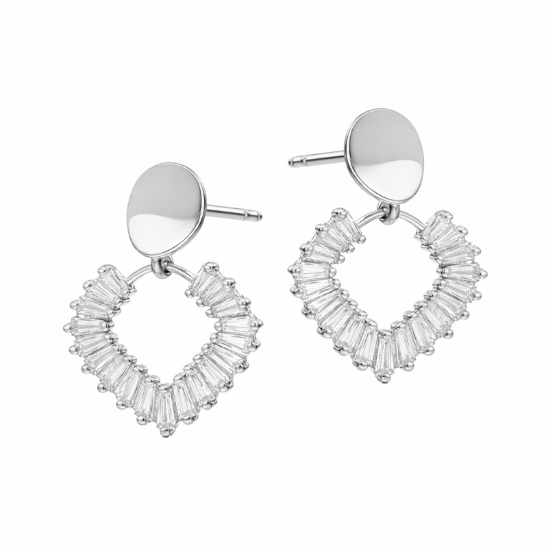 Komplet srebrnej biżuterii z motywem rombu wysadzanego cyrkoniami próba 925