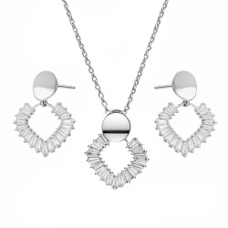 Komplet srebrnej biżuterii z motywem rombu wysadzanego cyrkoniami próba 925