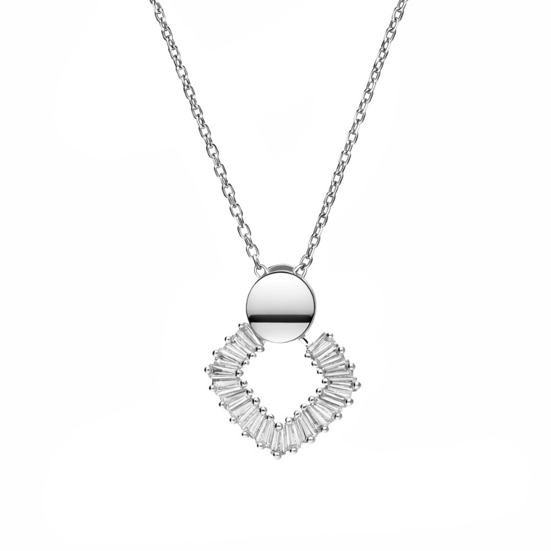 Komplet srebrnej biżuterii z motywem rombu wysadzanego cyrkoniami próba 925