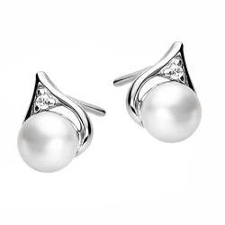 Srebrne kolczyki z perłą - Klasyczna biżuteria - JubilerSezam.pl