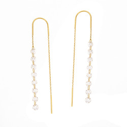 Srebrne Kolczyki Przeciągane Pozłacane z Cyrkoniami - JubilerSezam.pl