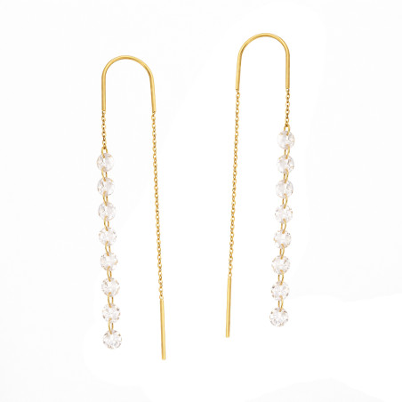 Srebrne Kolczyki Przeciągane Pozłacane z Cyrkoniami - JubilerSezam.pl