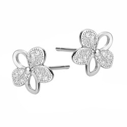 Kolczyki srebrne kwiatek z cyrkoniami na sztyft