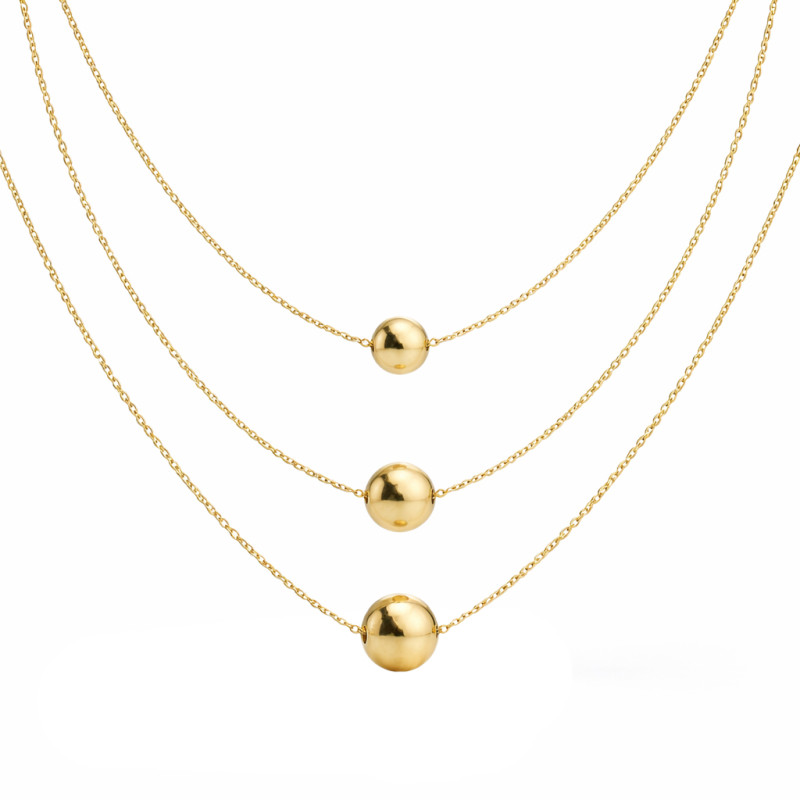 Pozłacany Naszyjnik Potrójny z Kulami - JubilerSezam.pl