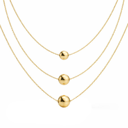 Pozłacany Naszyjnik Potrójny z Kulami - JubilerSezam.pl