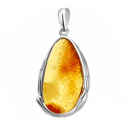 Zawieszka srebrna z bursztynem miodowym w kształcie kropli