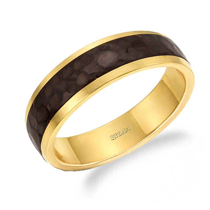 Obrączka złotoca 333 z karbonem GC10-6-M