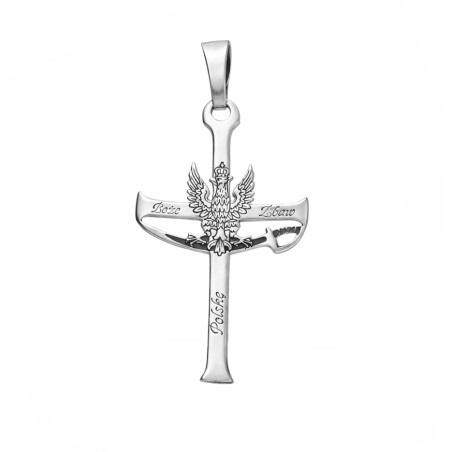 Srebrny Krzyżyk Patriotyczny z Orłem "Boże, zbaw Polskę" - JubilerSezam.pl