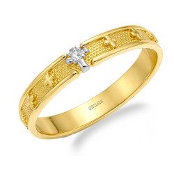 Pierścionek różaniec z cyrkonią ze złota 585