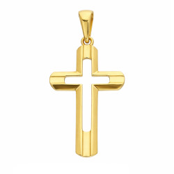 Krzyż złoty prosty żłobiony środkiem próba 585