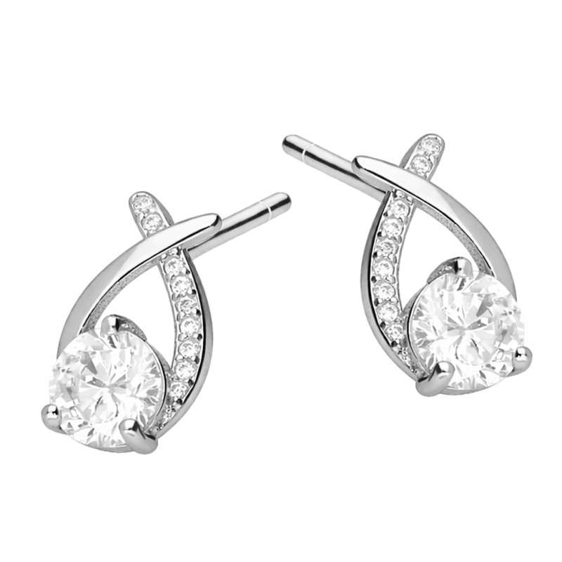 Srebrne kolczyki z cyrkonią i pałkami - JubilerSezam.pl