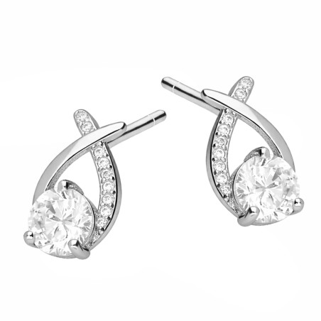 Srebrne kolczyki z cyrkonią i pałkami - JubilerSezam.pl