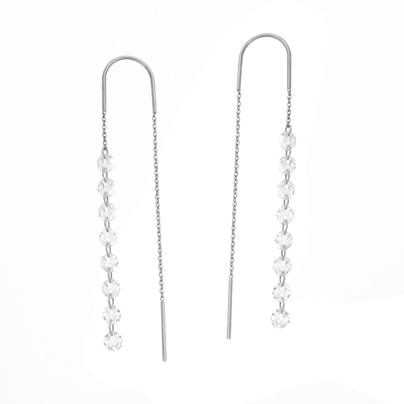 Srebrne kolczyki przeciągane z cyrkoniami - JubilerSezam.pl