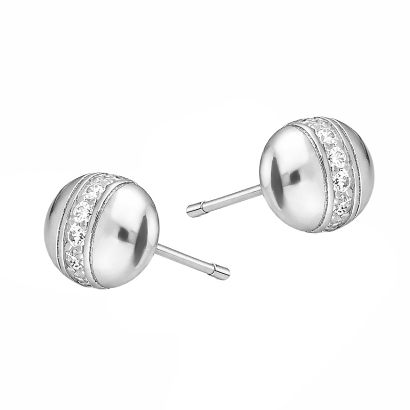 Kolczyki srebrne okrągłe pinezki z cyrkoniami próba 925