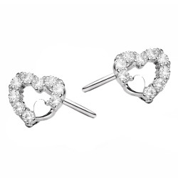 Srebrne Kolczyki Serduszka z Cyrkoniami - JubilerSezam.pl
