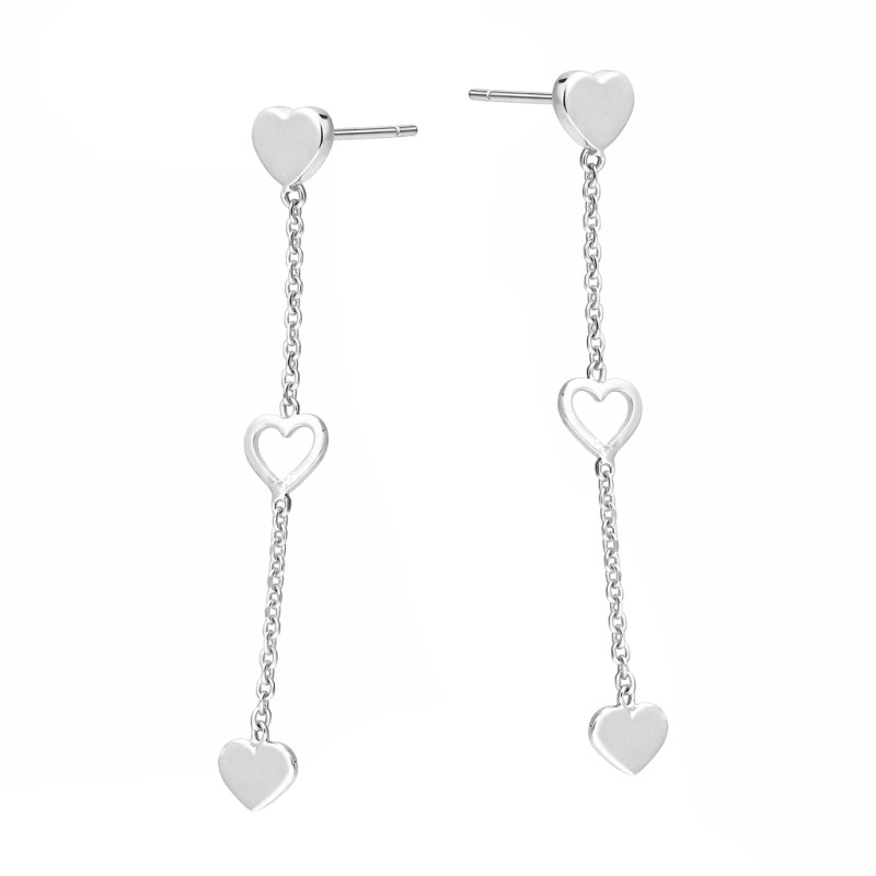 Srebrne kolczyki z sercami - romantyczna biżuteria - JubilerSezam.pl