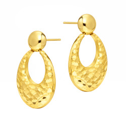 Komplet złotej biżuterii kolczyki i wisiorek ze złota diamentowanego 585