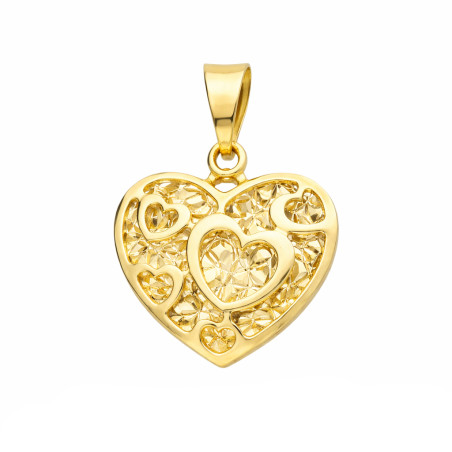 Serduszko 3D przestrzenne złoto 585