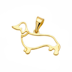 Wisiorek stojący jamnik ramka złoto 585