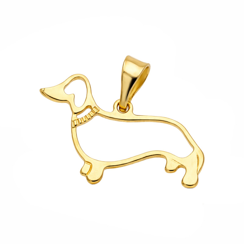 Wisiorek stojący jamnik ramka złoto 585